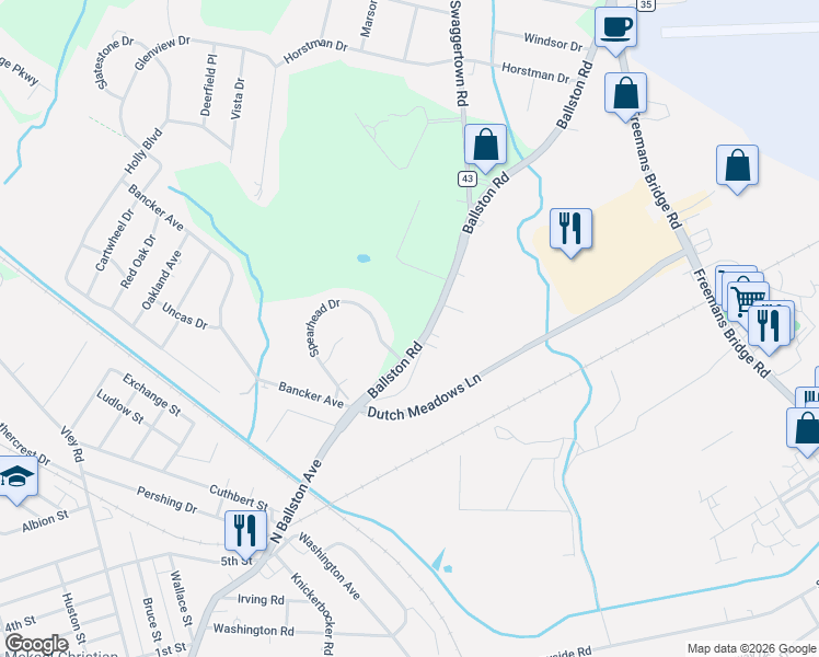 map of restaurants, bars, coffee shops, grocery stores, and more near 1108 Spearhead Drive in Schenectady
