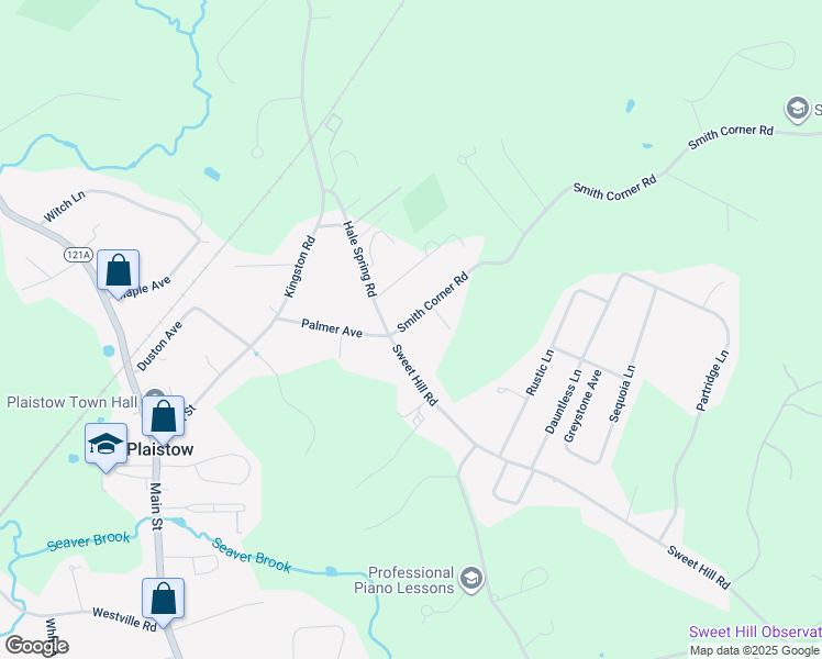 map of restaurants, bars, coffee shops, grocery stores, and more near 3 Smith Corner Road in Plaistow