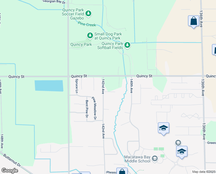 map of restaurants, bars, coffee shops, grocery stores, and more near 3942 142nd Avenue in Holland