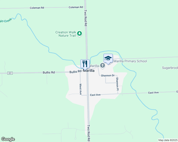 map of restaurants, bars, coffee shops, grocery stores, and more near 1673 Two Rod Road in Marilla