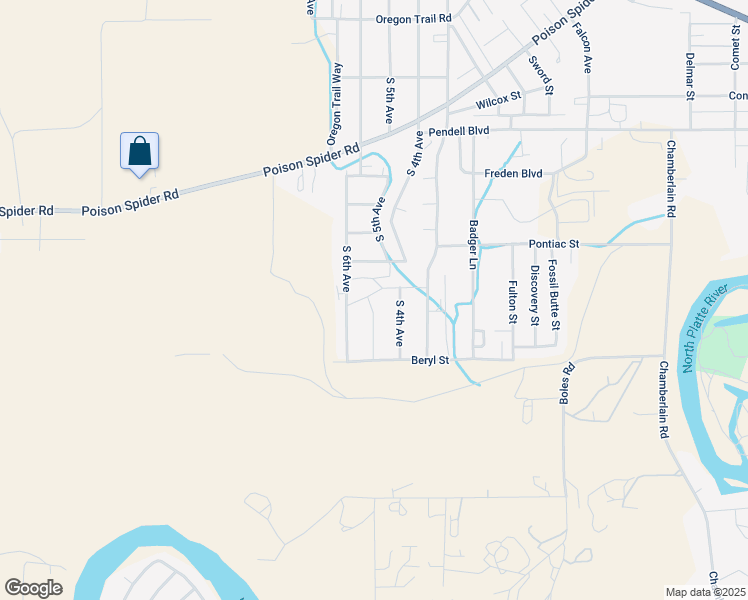 map of restaurants, bars, coffee shops, grocery stores, and more near Heritage Trail in Mills