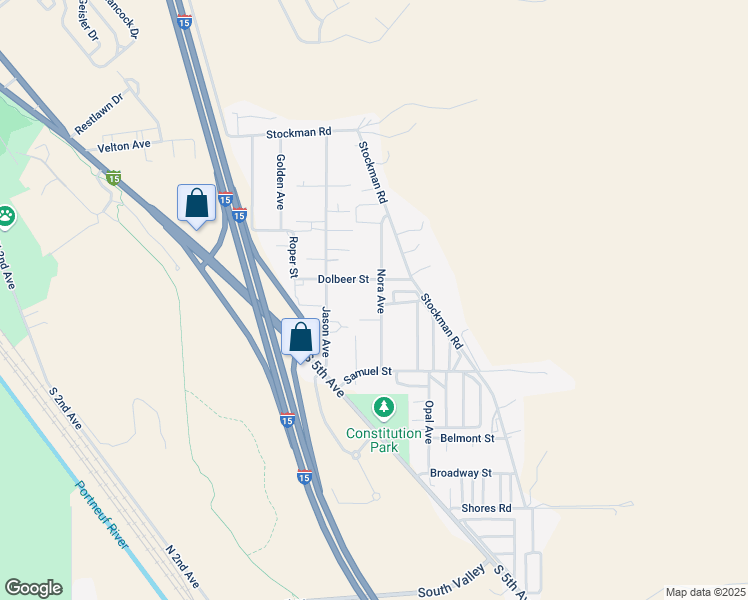 map of restaurants, bars, coffee shops, grocery stores, and more near 3917 Nora Avenue in Pocatello
