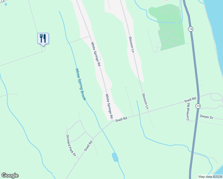 map of restaurants, bars, coffee shops, grocery stores, and more near 551 White Springs Road in Geneva
