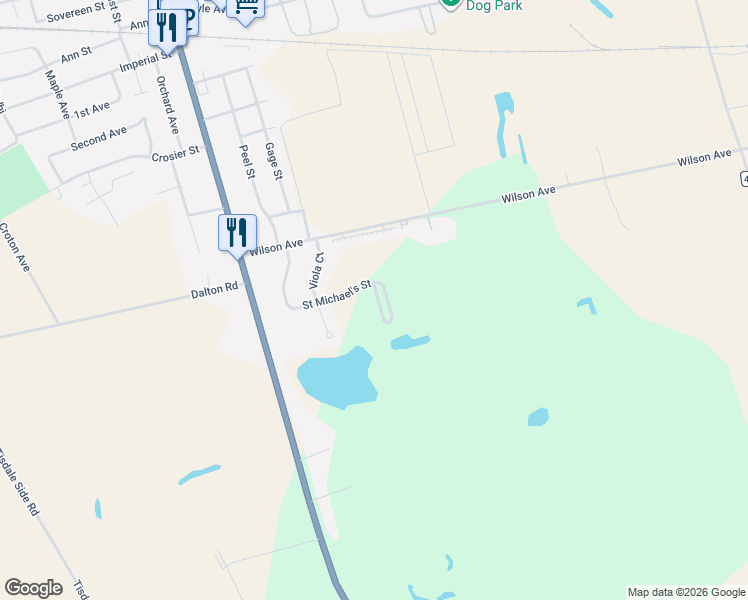 map of restaurants, bars, coffee shops, grocery stores, and more near 136 Saint Michael's Street in Delhi