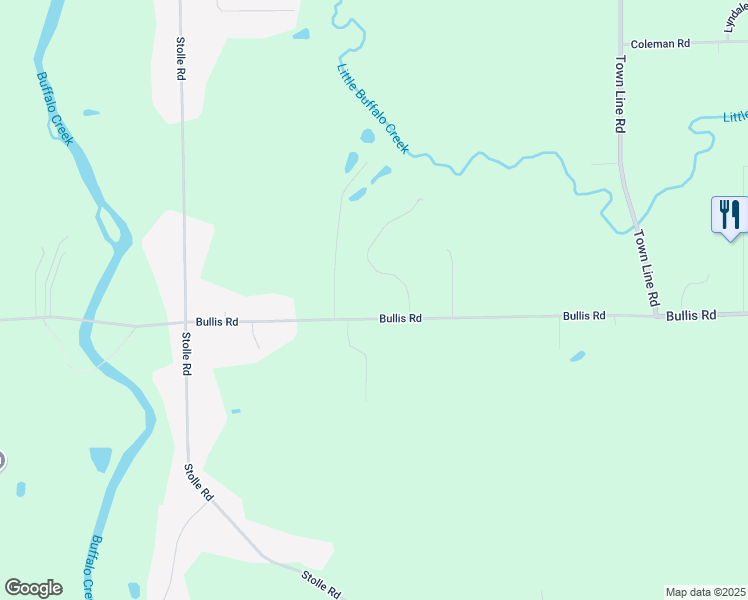 map of restaurants, bars, coffee shops, grocery stores, and more near 3581 Bullis Road in Erie County