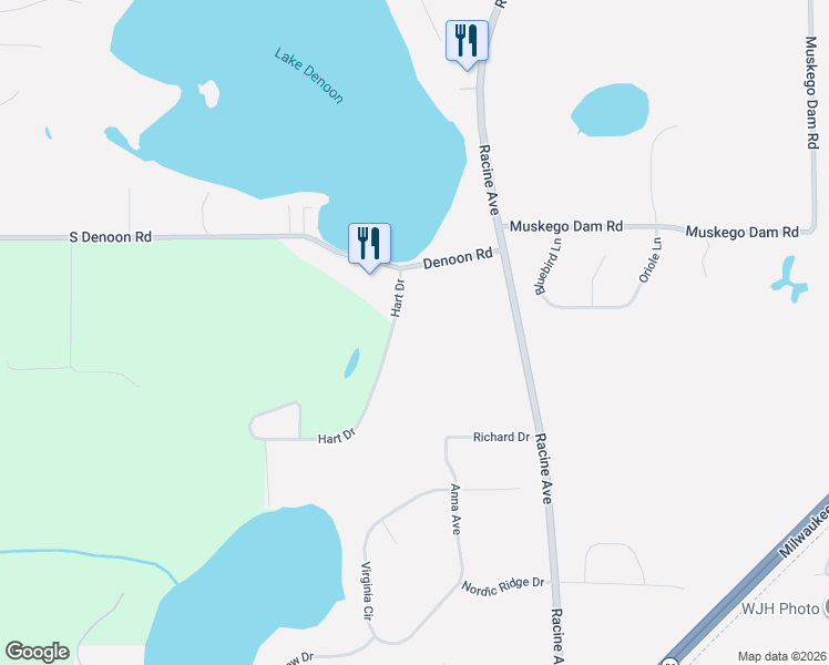 map of restaurants, bars, coffee shops, grocery stores, and more near 27015 Hart Drive in Wind Lake