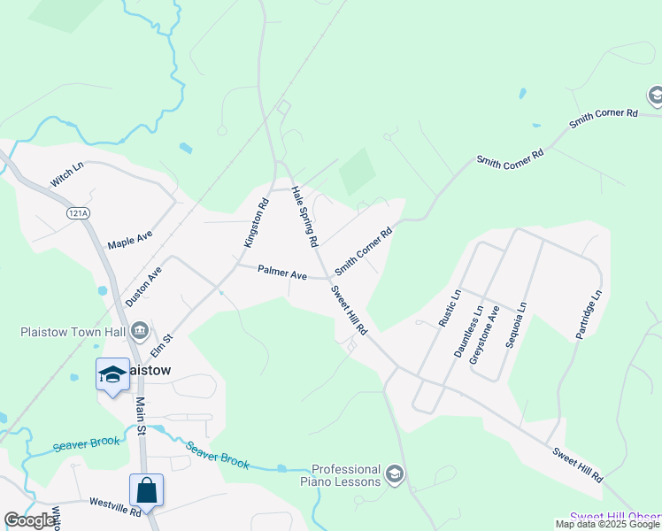 map of restaurants, bars, coffee shops, grocery stores, and more near 3 Smith Corner Road in Plaistow