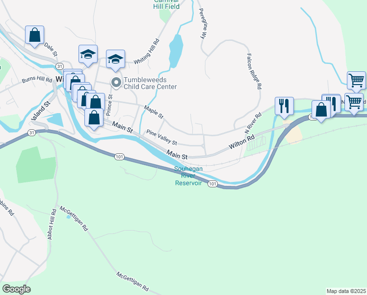 map of restaurants, bars, coffee shops, grocery stores, and more near 43 Pine Valley Street in Wilton