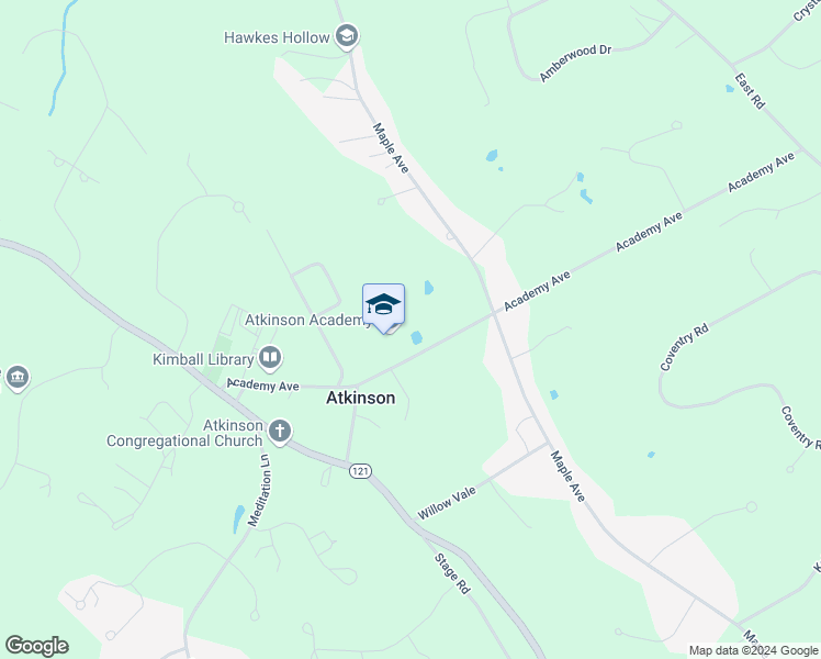 map of restaurants, bars, coffee shops, grocery stores, and more near 21 Academy Avenue in Atkinson