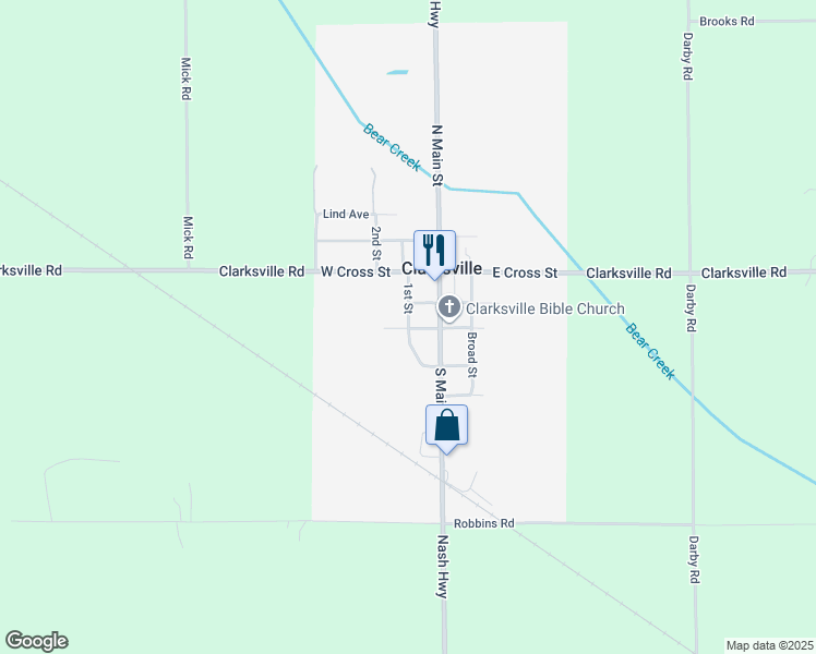 map of restaurants, bars, coffee shops, grocery stores, and more near 220 1st St in Clarksville