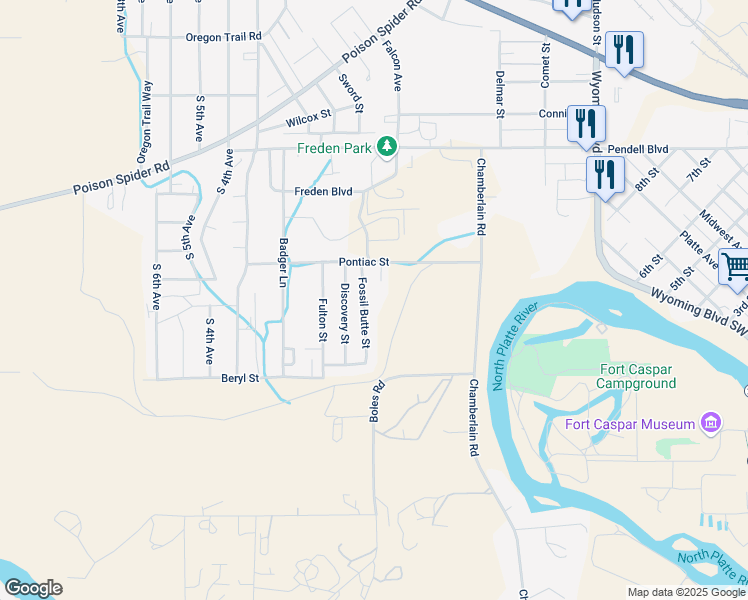 map of restaurants, bars, coffee shops, grocery stores, and more near 751-983 Fossil Butte Street in Mills