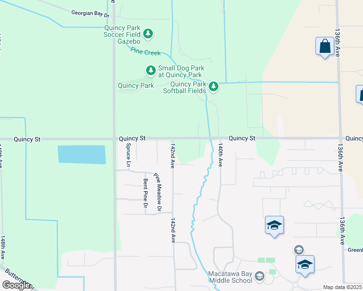 map of restaurants, bars, coffee shops, grocery stores, and more near 3942 142nd Avenue in Holland