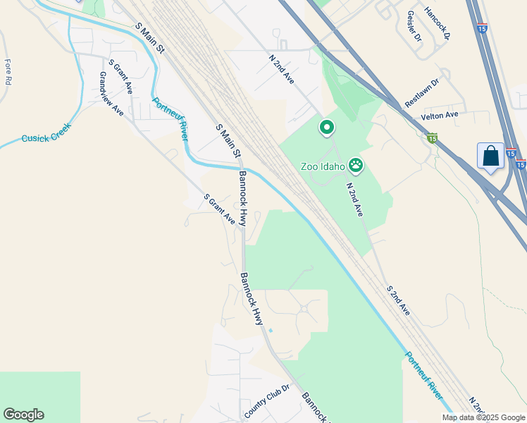 map of restaurants, bars, coffee shops, grocery stores, and more near 2850 Bannock Highway in Pocatello