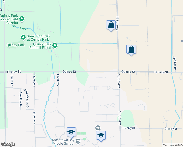 map of restaurants, bars, coffee shops, grocery stores, and more near 13788 Quincy Street in Holland