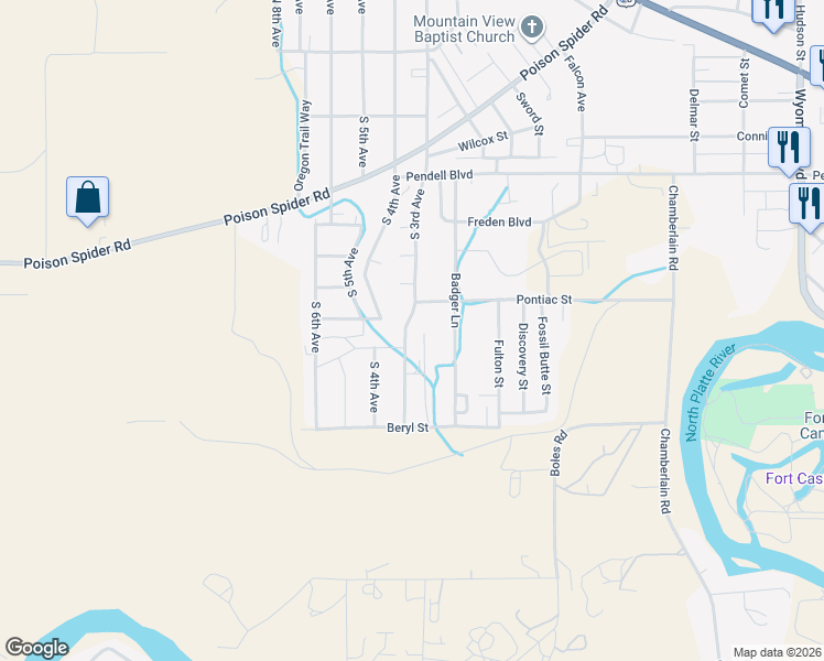 map of restaurants, bars, coffee shops, grocery stores, and more near 1383-1399 Pontiac St in Mills