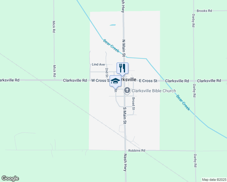 map of restaurants, bars, coffee shops, grocery stores, and more near 125 West Nash Street in Clarksville