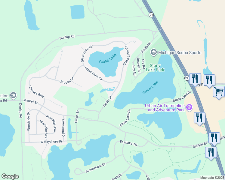 map of restaurants, bars, coffee shops, grocery stores, and more near 1080 Cedar Street in Oxford