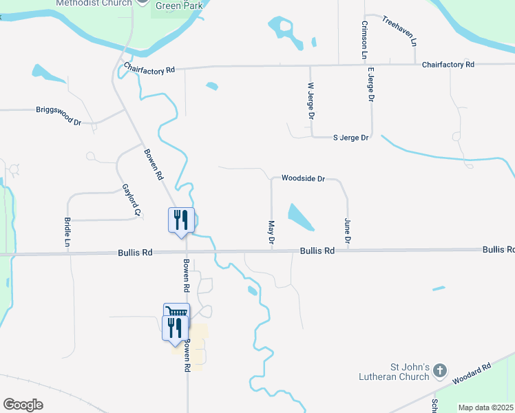 map of restaurants, bars, coffee shops, grocery stores, and more near 80 May Drive in Elma Center