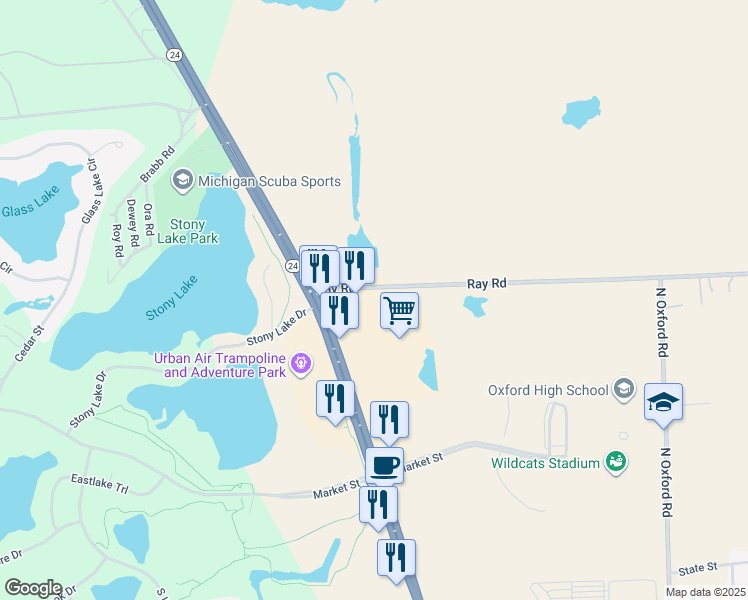 map of restaurants, bars, coffee shops, grocery stores, and more near in Oxford
