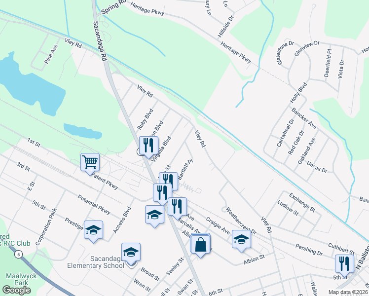map of restaurants, bars, coffee shops, grocery stores, and more near 21 Pine Street in Schenectady