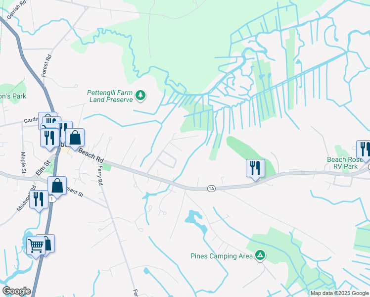 map of restaurants, bars, coffee shops, grocery stores, and more near 7 Gove Lane in Salisbury