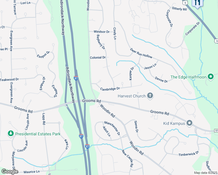 map of restaurants, bars, coffee shops, grocery stores, and more near 13 Cambridge Drive in Saratoga County