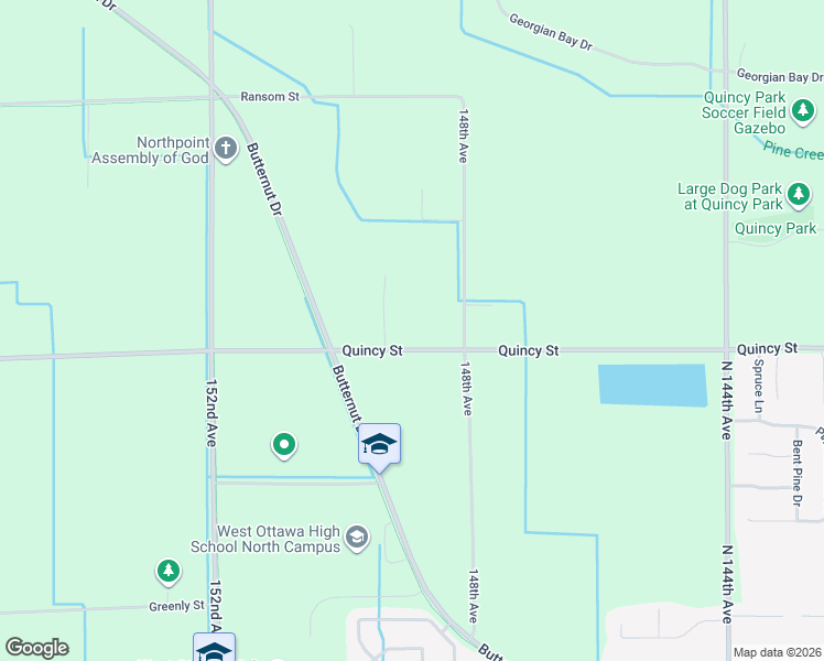map of restaurants, bars, coffee shops, grocery stores, and more near 14895 Quincy Street in Holland
