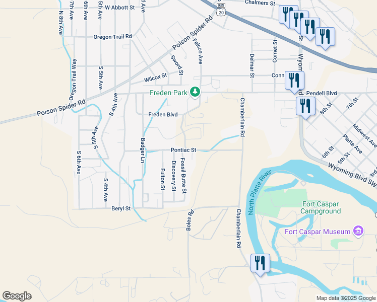 map of restaurants, bars, coffee shops, grocery stores, and more near 983 Fossil Butte Street in Mills