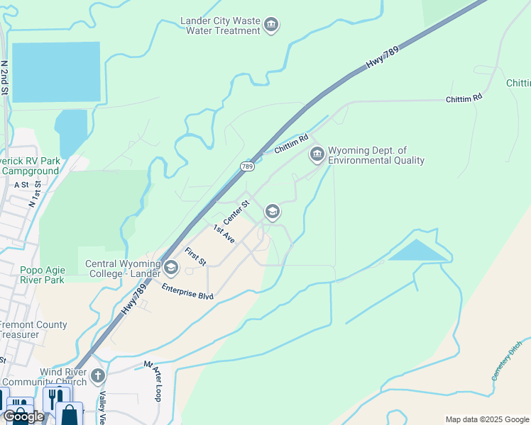 map of restaurants, bars, coffee shops, grocery stores, and more near 4th Avenue in Lander
