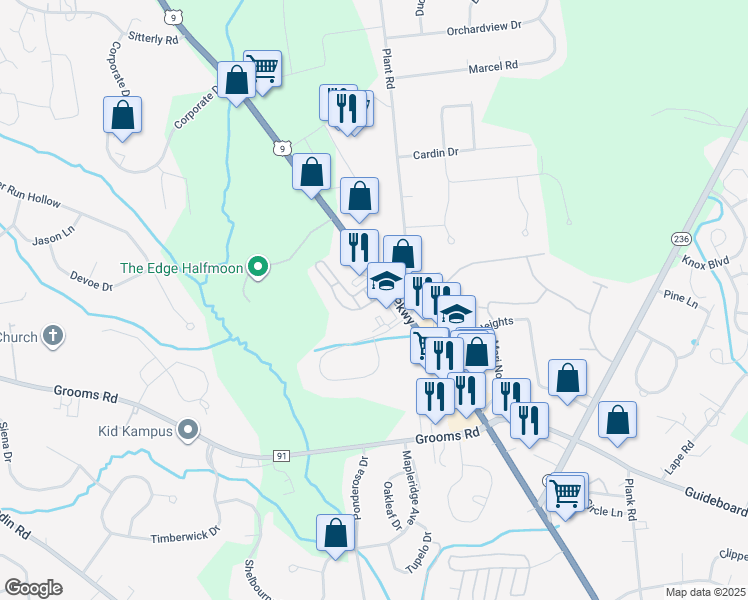 map of restaurants, bars, coffee shops, grocery stores, and more near 10 Midway Mobile Village in Saratoga County