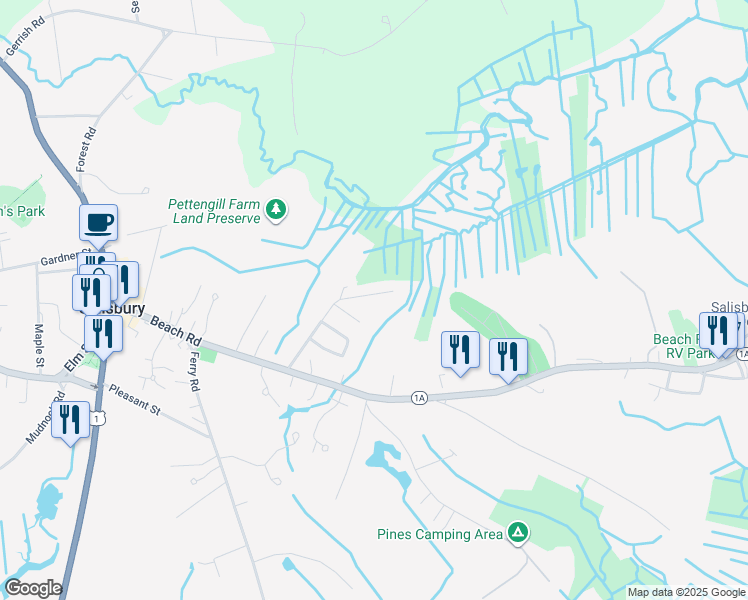 map of restaurants, bars, coffee shops, grocery stores, and more near 7 Gove Lane in Salisbury