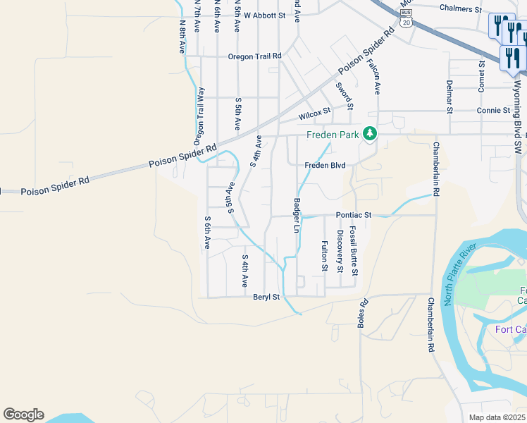 map of restaurants, bars, coffee shops, grocery stores, and more near 1383-1399 Pontiac St in Mills