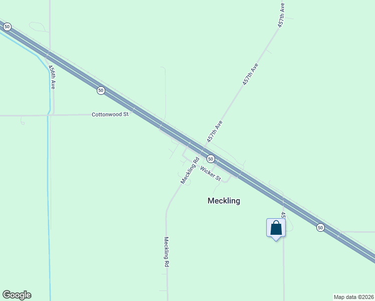 map of restaurants, bars, coffee shops, grocery stores, and more near 45647 South Dakota 50 in Meckling