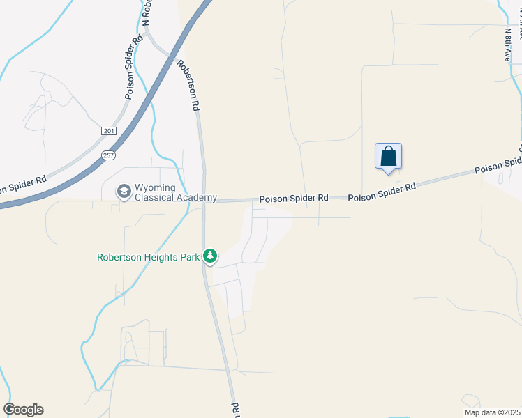 map of restaurants, bars, coffee shops, grocery stores, and more near 6150 Poison Spider Road in Casper