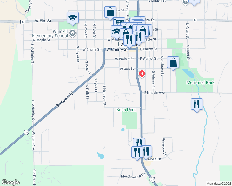 map of restaurants, bars, coffee shops, grocery stores, and more near 669 South Washington Street in Lancaster