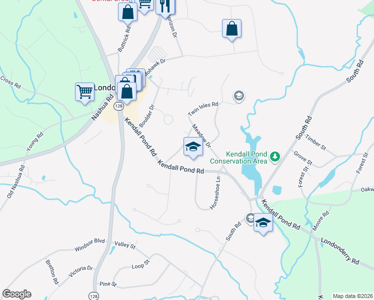 map of restaurants, bars, coffee shops, grocery stores, and more near 8 Holly Lane in Londonderry