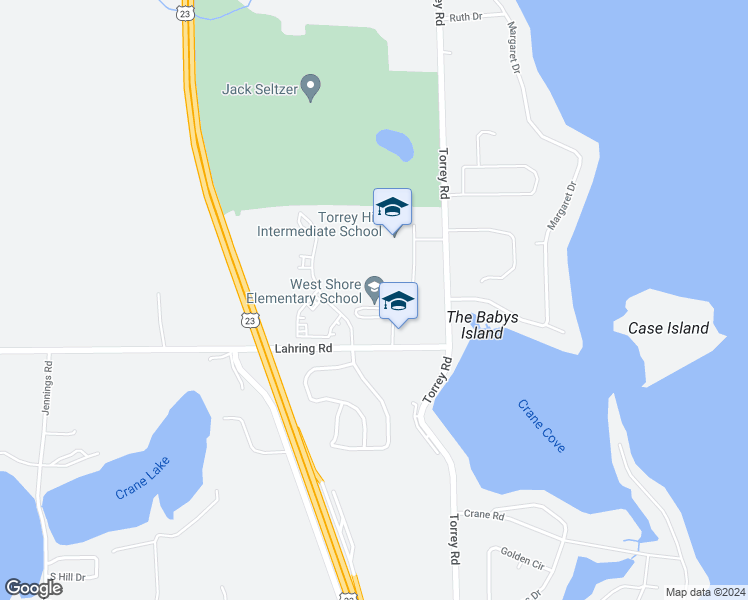 map of restaurants, bars, coffee shops, grocery stores, and more near 3076 Lahring Road in Fenton