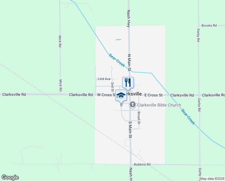 map of restaurants, bars, coffee shops, grocery stores, and more near 261 West Ferney's Avenue in Clarksville