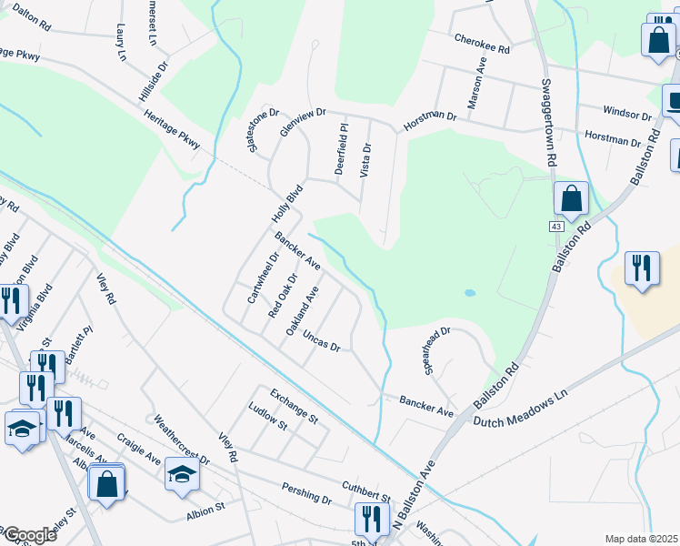 map of restaurants, bars, coffee shops, grocery stores, and more near 40-42 Bancker Avenue in Scotia