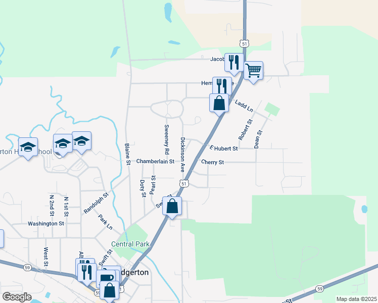 map of restaurants, bars, coffee shops, grocery stores, and more near 821 George Avenue in Edgerton