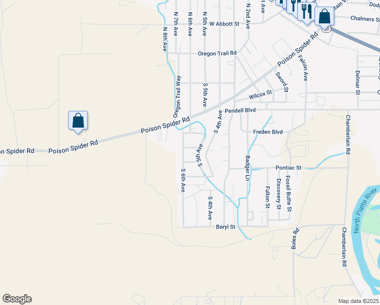 map of restaurants, bars, coffee shops, grocery stores, and more near 5197 Reo St in Mills