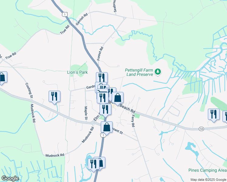 map of restaurants, bars, coffee shops, grocery stores, and more near 3 Warren Avenue in Salisbury