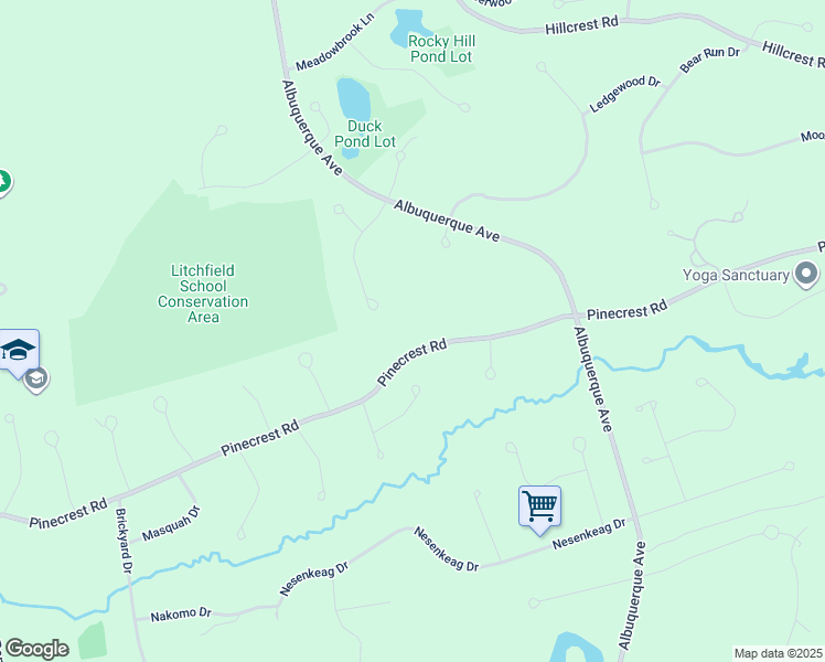 map of restaurants, bars, coffee shops, grocery stores, and more near 76 Pinecrest Road in Litchfield