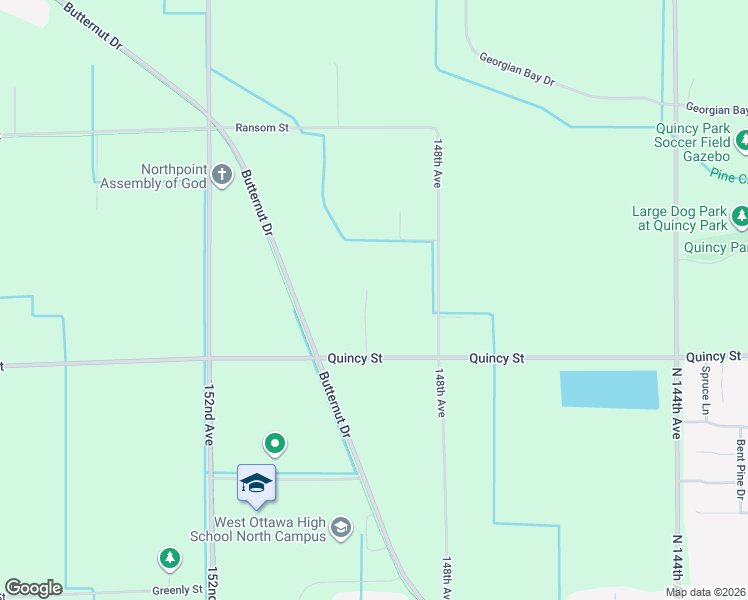 map of restaurants, bars, coffee shops, grocery stores, and more near 14895 Quincy Street in Holland
