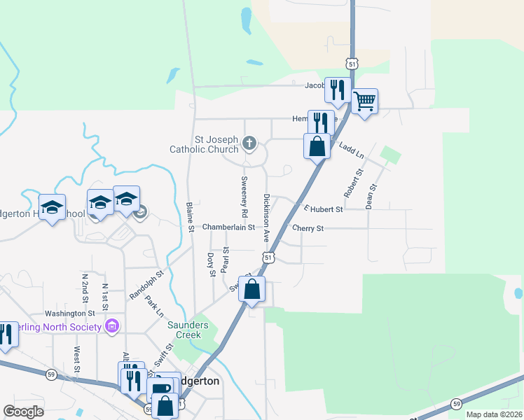 map of restaurants, bars, coffee shops, grocery stores, and more near 810 Dickinson Avenue in Edgerton