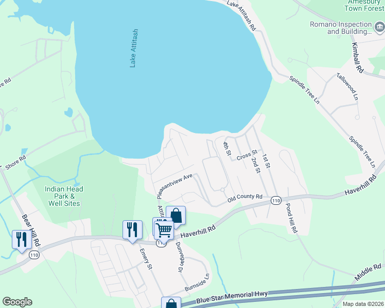 map of restaurants, bars, coffee shops, grocery stores, and more near 29 Amesbury Avenue in Amesbury