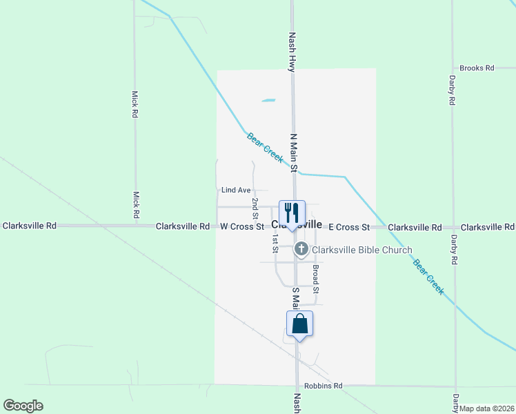 map of restaurants, bars, coffee shops, grocery stores, and more near 261 West Ferney's Avenue in Clarksville