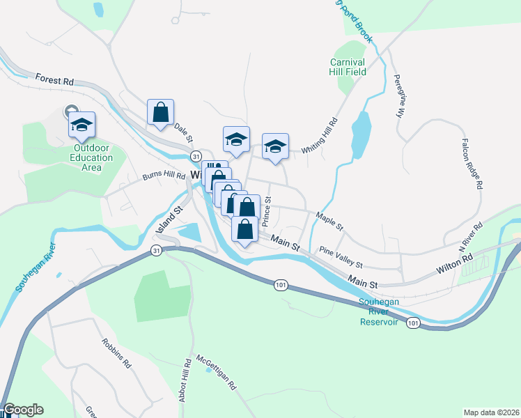 map of restaurants, bars, coffee shops, grocery stores, and more near in Wilton
