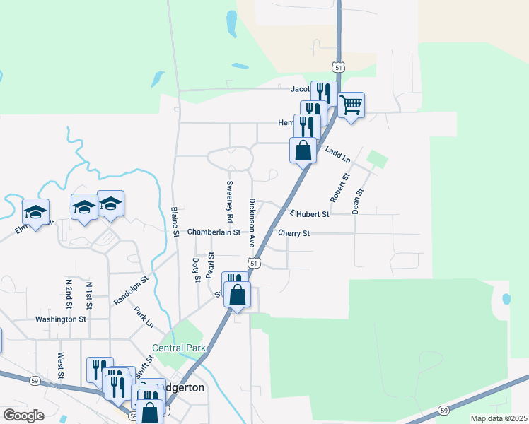 map of restaurants, bars, coffee shops, grocery stores, and more near 821 George Avenue in Edgerton
