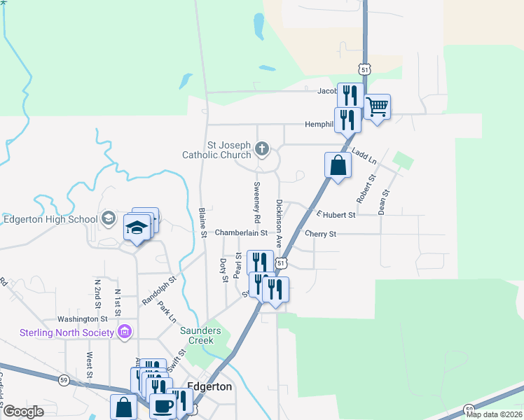 map of restaurants, bars, coffee shops, grocery stores, and more near 810 Dickinson Avenue in Edgerton